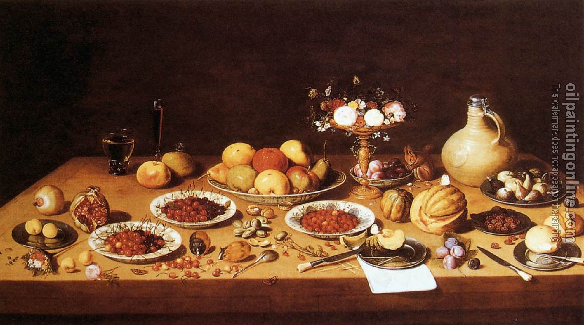 Kessel, Jan van - Still-Life on a Table with Fruit and Flowers